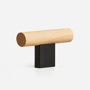 Nice - Beech Wood and Matte Black Brass Handle - Architectural Hardware - Beech Wood and Matte Black Brass Handle