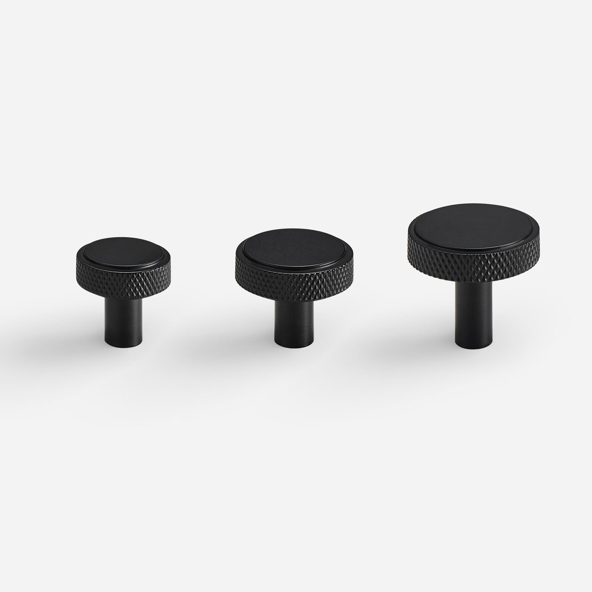Lija-MB-3 Lija - Knurled Brass Matte Black Knob - Architectural Hardware - Matte Black Brass