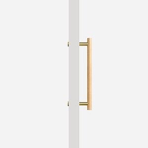 Beech Wood and Matte Brass Door Pull - Architectural Hardware - Beech Wood and Matte Brass Door Pull