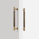 Matte Brass Linear Knurled Door Pull - 300mm, Single-Sided