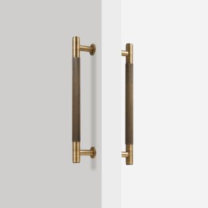 Matte Brass Linear Knurled Door Pull - 300mm, Single-Sided