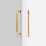 Matte Brass Linear Knurled Door Pull - 300mm, Single-Sided