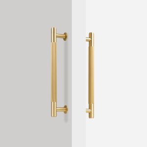Matte Brass Linear Knurled Door Pull - 300mm, Single-Sided