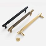 Matte Brass Linear Knurled Door Pull - 300mm, Single-Sided