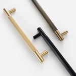 Matte Brass Linear Knurled Door Pull - 300mm, Single-Sided