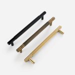Matte Brass Linear Knurled Door Pull - 300mm, Single-Sided