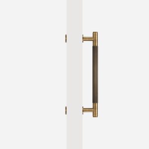 Matte Brass Linear Knurled Door Pull - 300mm, Single-Sided
