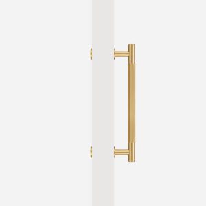 Matte Brass Linear Knurled Door Pull - 300mm, Single-Sided