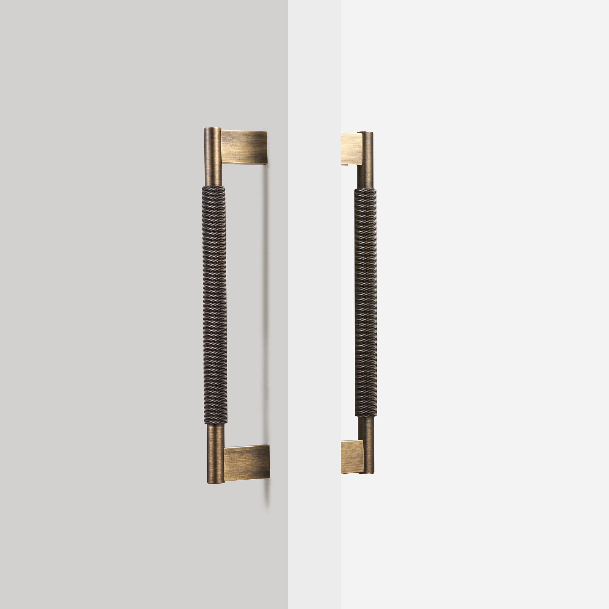 Brushed Brass Knurled Door Pull - 300mm, Single-Sided