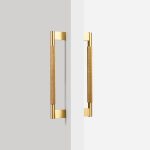 Brushed Brass Knurled Door Pull - 300mm, Single-Sided