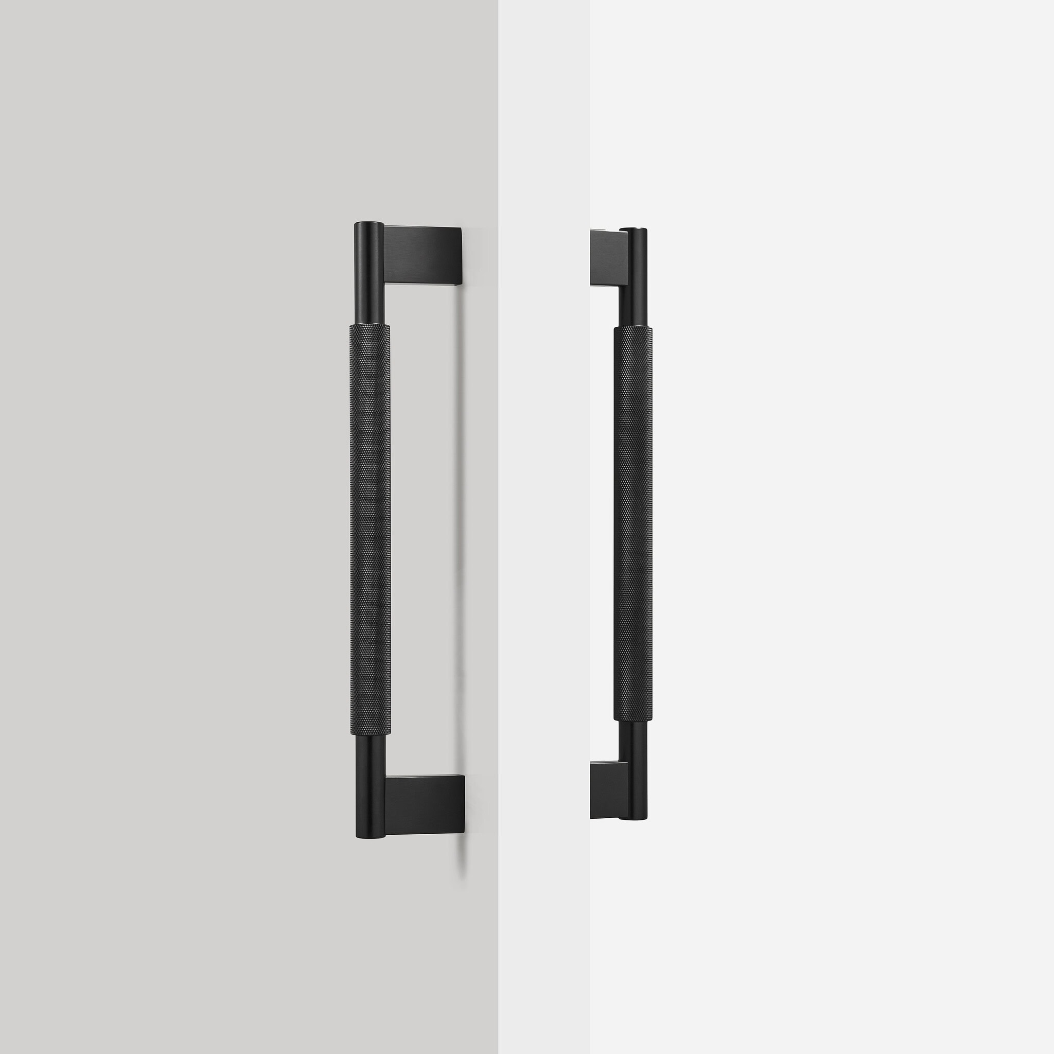 Brushed Brass Knurled Door Pull - 300mm, Single-Sided