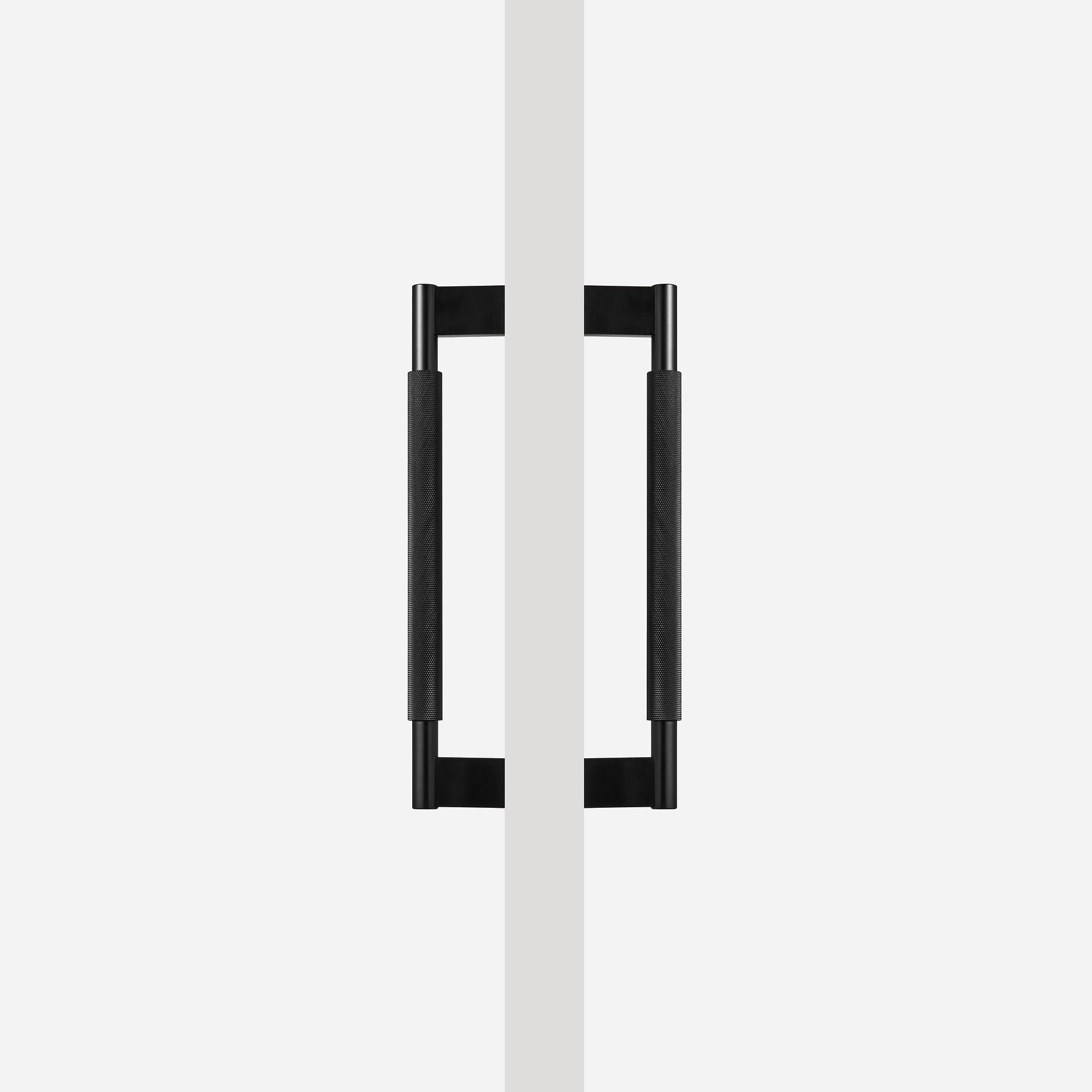 Brushed Brass Knurled Door Pull - 300mm, Single-Sided