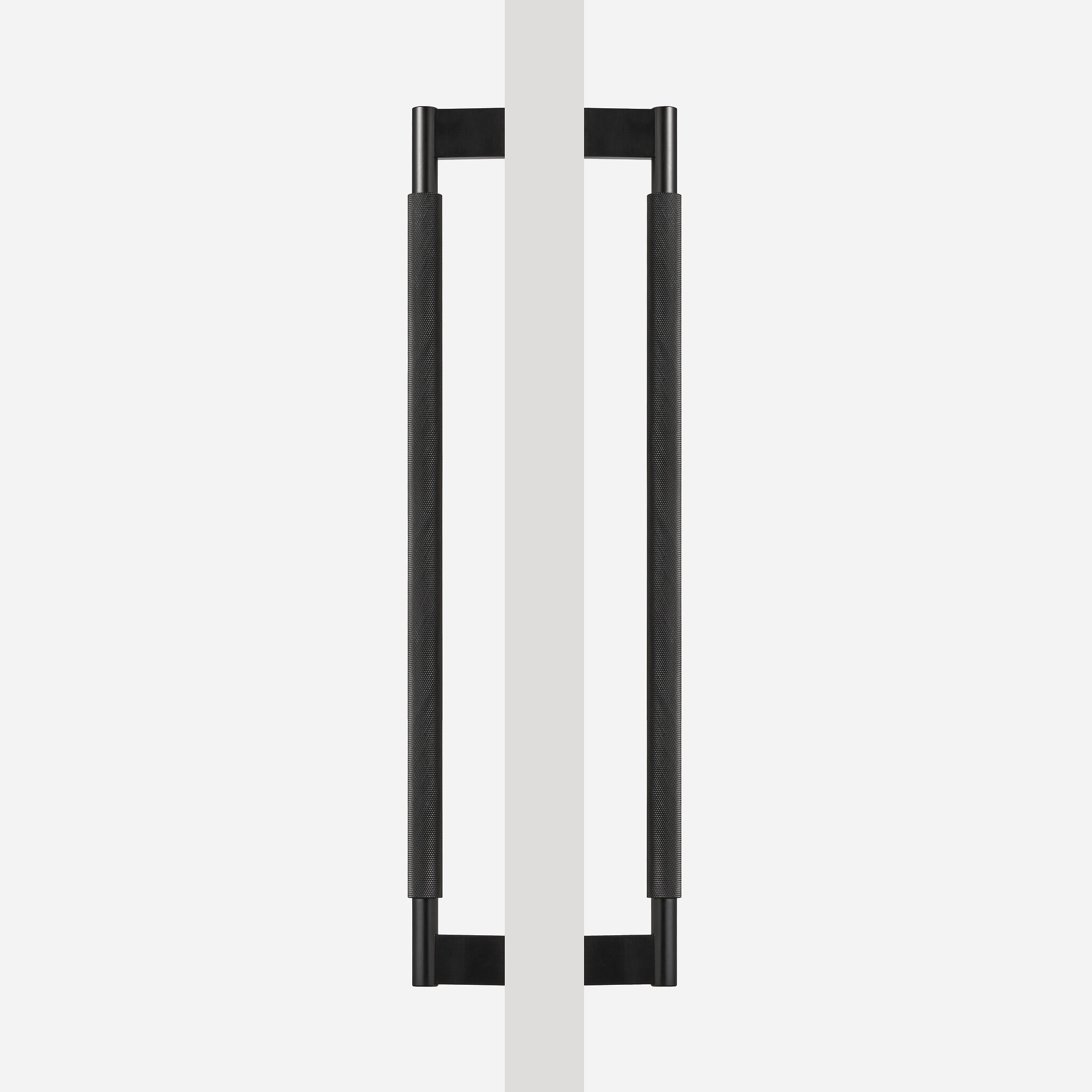 Brushed Brass Knurled Door Pull - 300mm, Single-Sided