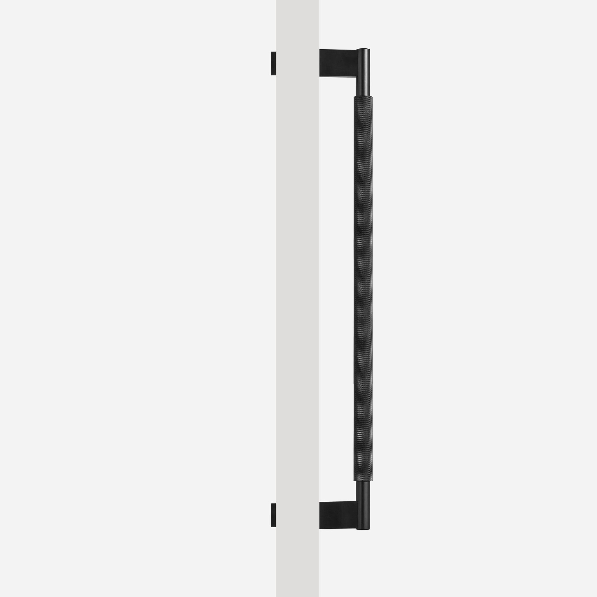 Brushed Brass Knurled Door Pull - 300mm, Single-Sided