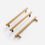 Beech Wood and Matte Brass Door Pull - Architectural Hardware - Beech Wood and Matte Brass Door Pull