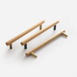Beech Wood and Matte Brass Door Pull - Architectural Hardware - Beech Wood and Matte Brass Door Pull
