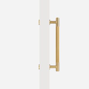 Matte Brass Diamond Knurled Door Pull - 300mm, Single-Sided