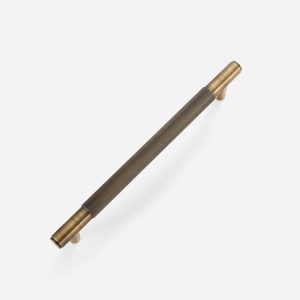 Matte Brass Diamond Knurled Door Pull - 300mm, Single-Sided