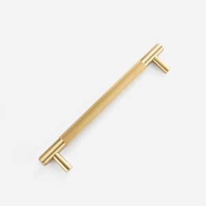 Matte Brass Diamond Knurled Door Pull - 300mm, Single-Sided