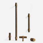 Porto - Knurled Antique Bronze Brass Handle - 130mm