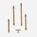 Porto - Knurled Brushed Brass Handle - 130mm