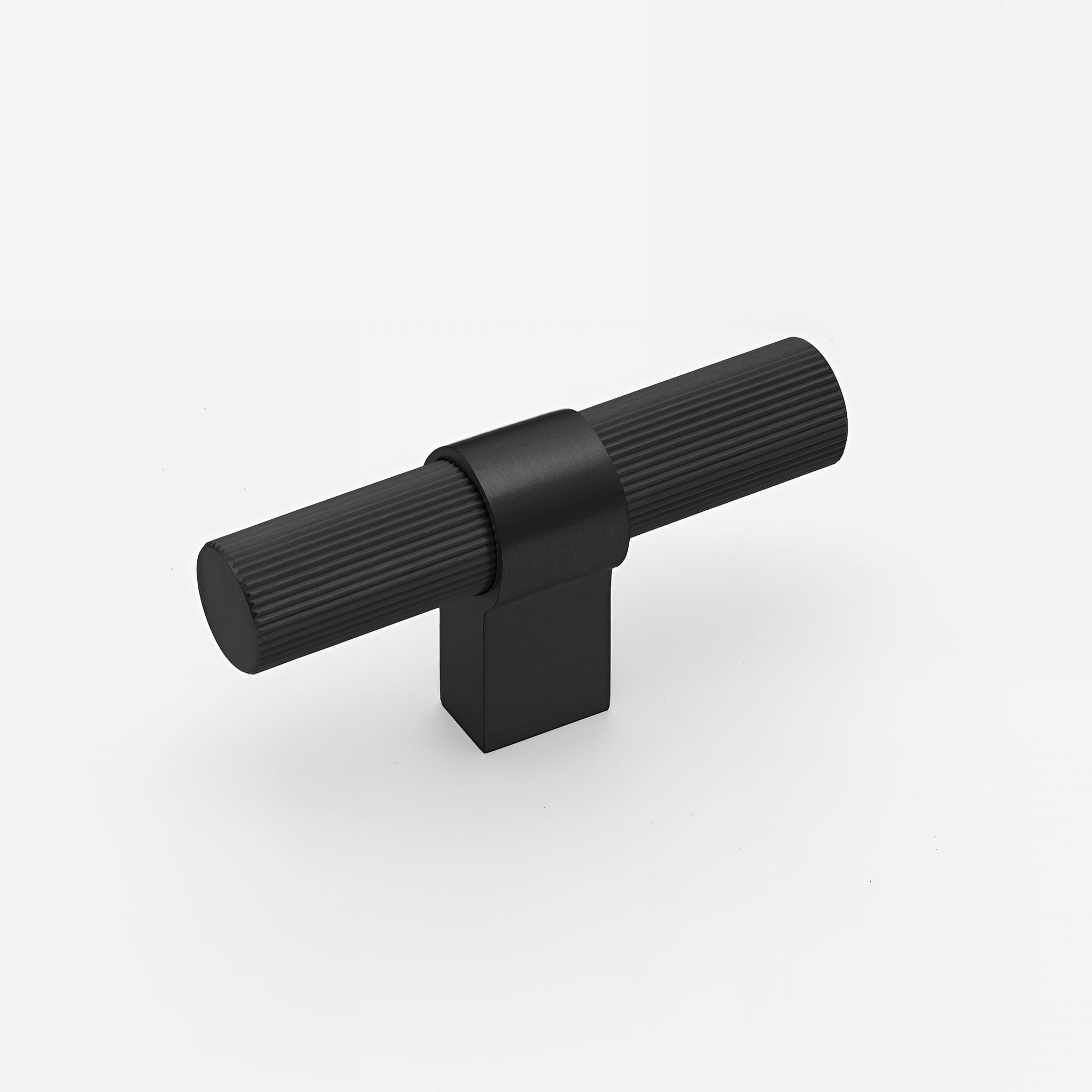 Midas - Matte Black Brass Linear Knurled Handle - Architectural Hardware - Matte Black Brass