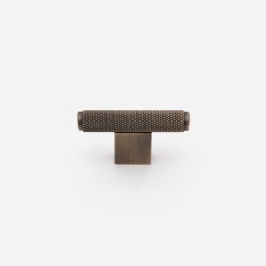 Lecce - Knurled Matte Black Brass Handle - Architectural Hardware - Matte Black Brass