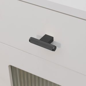 Lecce - Knurled Matte Black Brass Pull - Architectural Hardware - Knurled Matte Black Brass