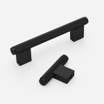Lecce - Knurled Matte Black Brass Pull - Architectural Hardware - Knurled Matte Black Brass