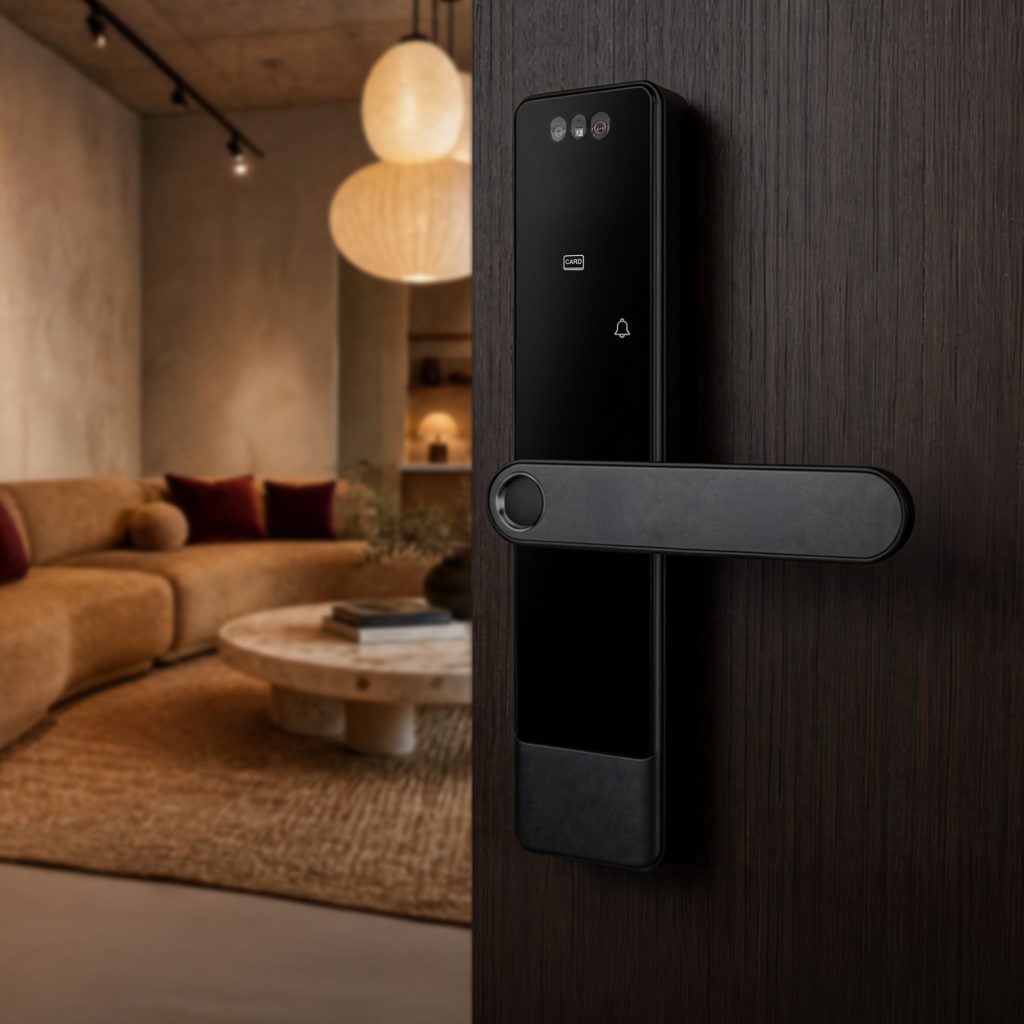 DU3 - Fino Smart Lock Handle - Marble Knobs - Arabescato Marble Knob