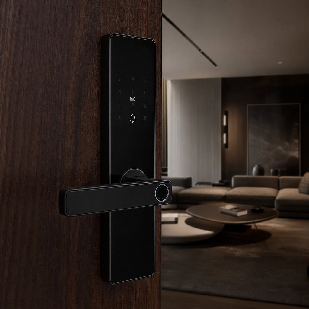 DU4 - Fermo Smart Lock Handle - Marble Knobs - Arabescato Marble Knob